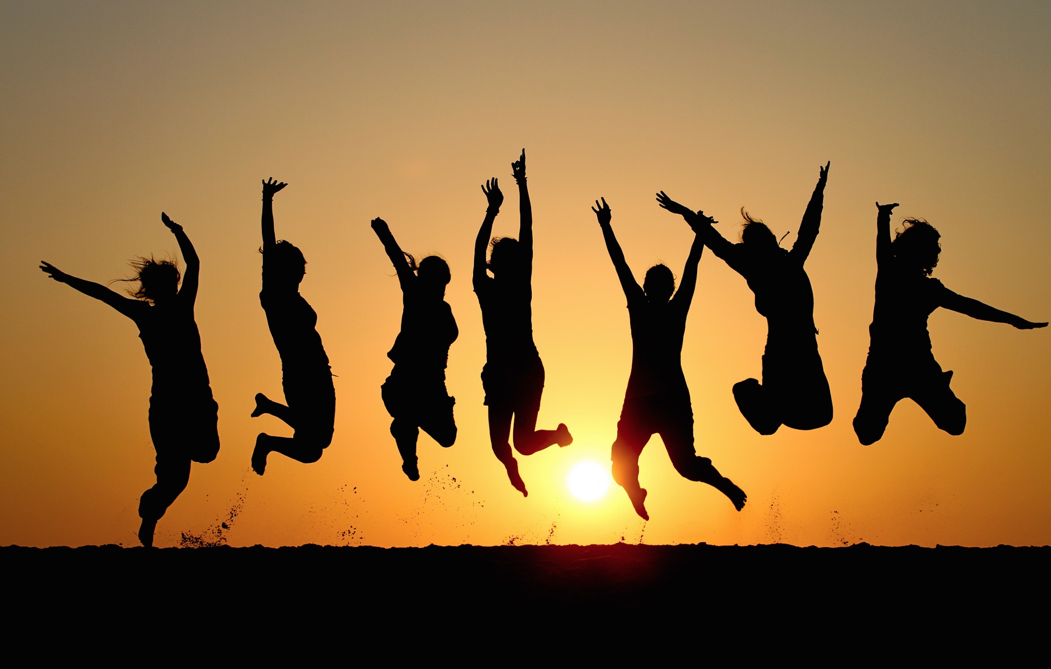 This is a picture of jumping happy people
